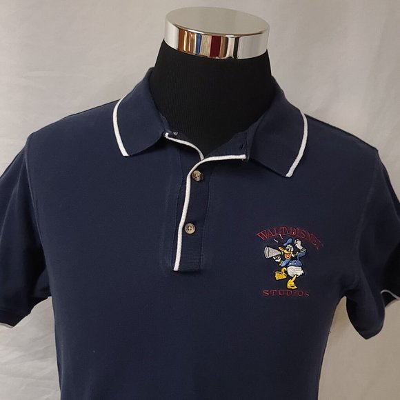 Vintage 90s Walt Disney Studios Donald Duck Mens Small Blue Polo Shirt - Picture 2 of 12